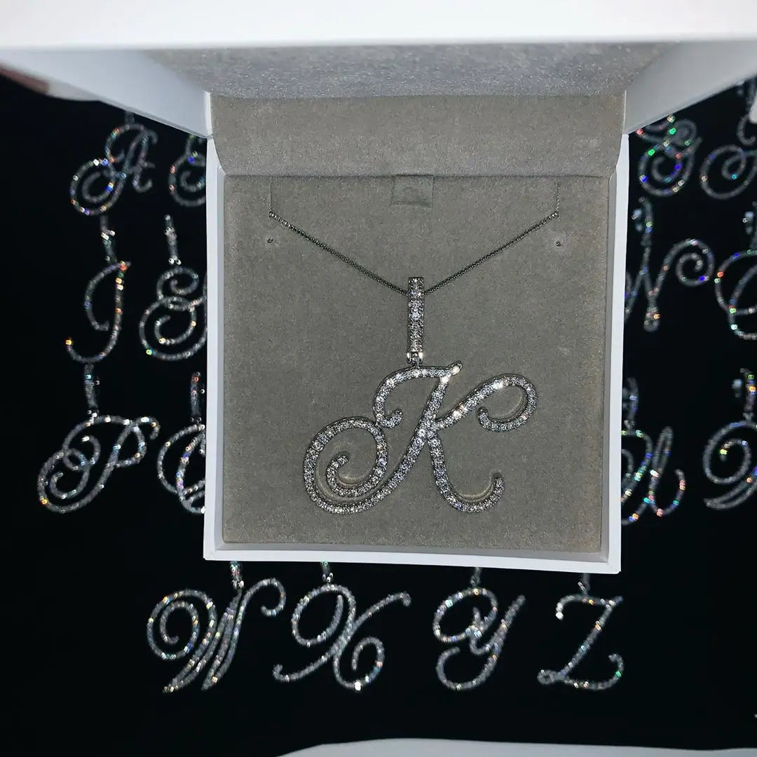 Cursive 26 Initial Letter Pendant Necklace.