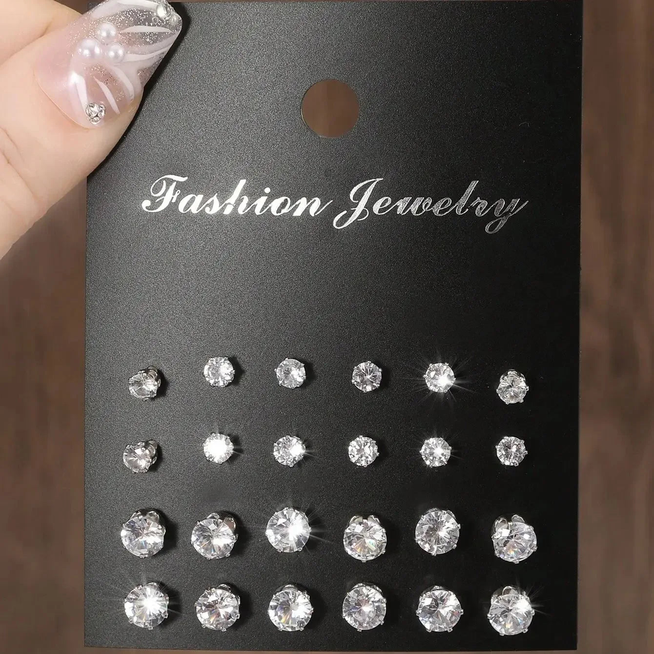 12pairs Fashionable Minimalist Cubic Zirconia Sparkly Earrings - Essential Luxury
