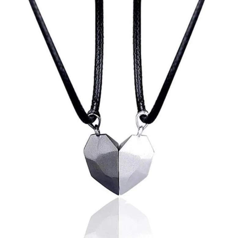 Magnetic Heart Splicing Couple Pendant Necklace