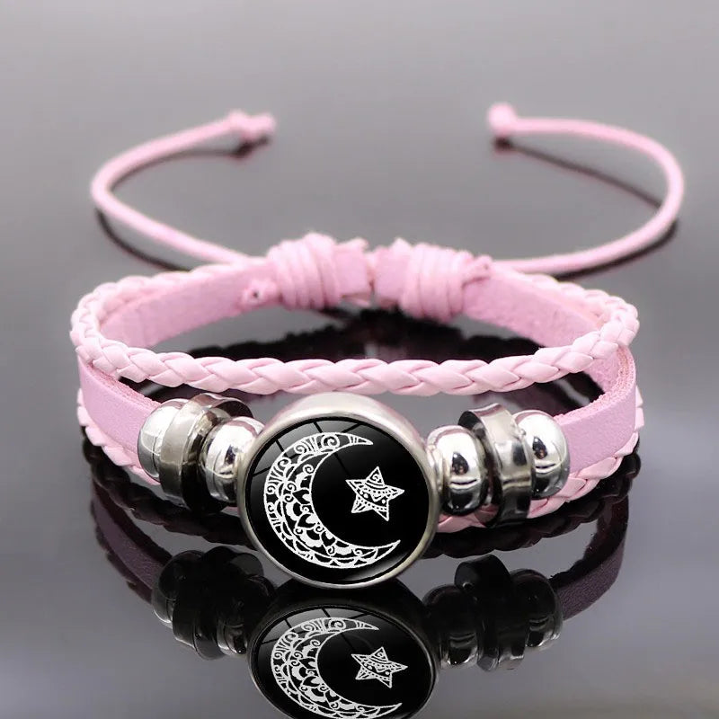 2pcs/set Sun and Moon Lovers Leather Bracelet