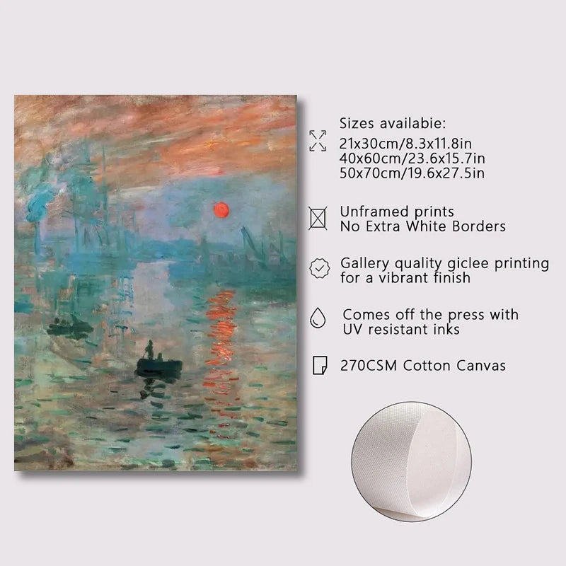 Monet Abstract Landscape Art Canvas Prints Painting Wall Art.