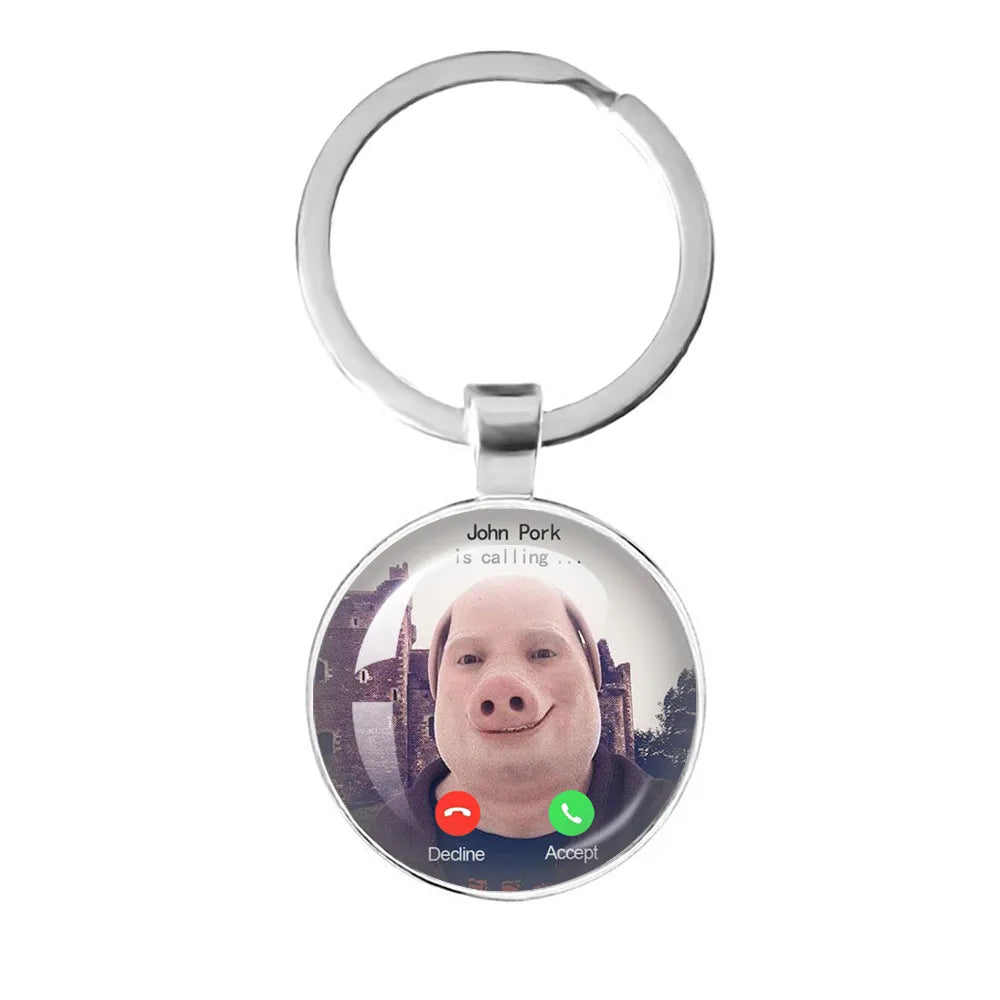 Pig Humor Phone Call Keychain.