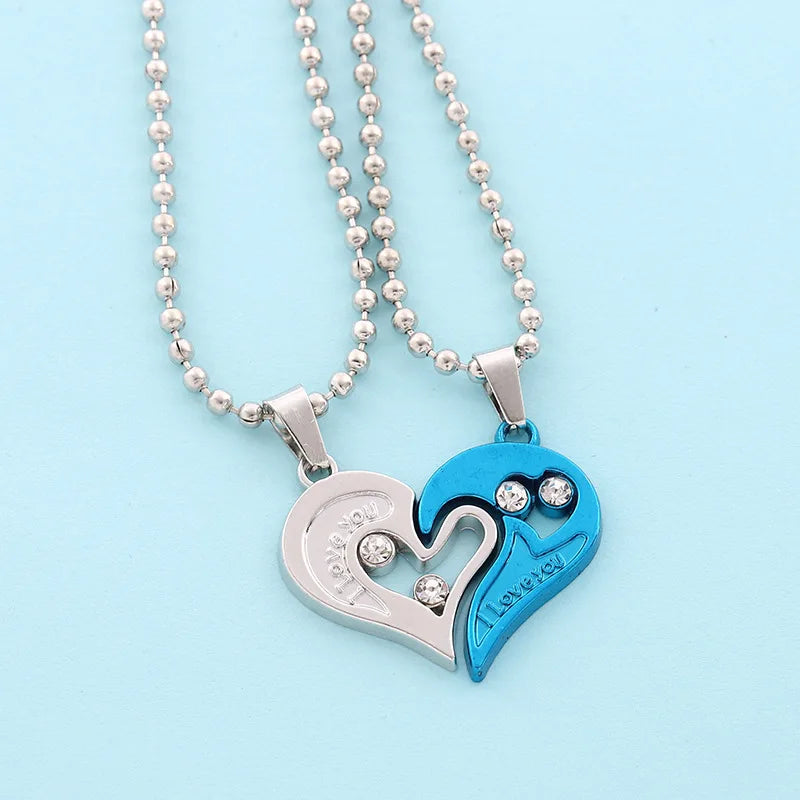 Magnetic Heart Splicing Couple Pendant Necklace