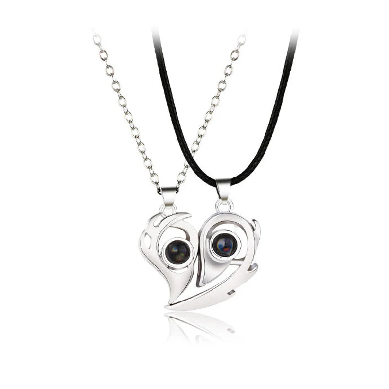 Magnetic Heart Splicing Couple Pendant Necklace