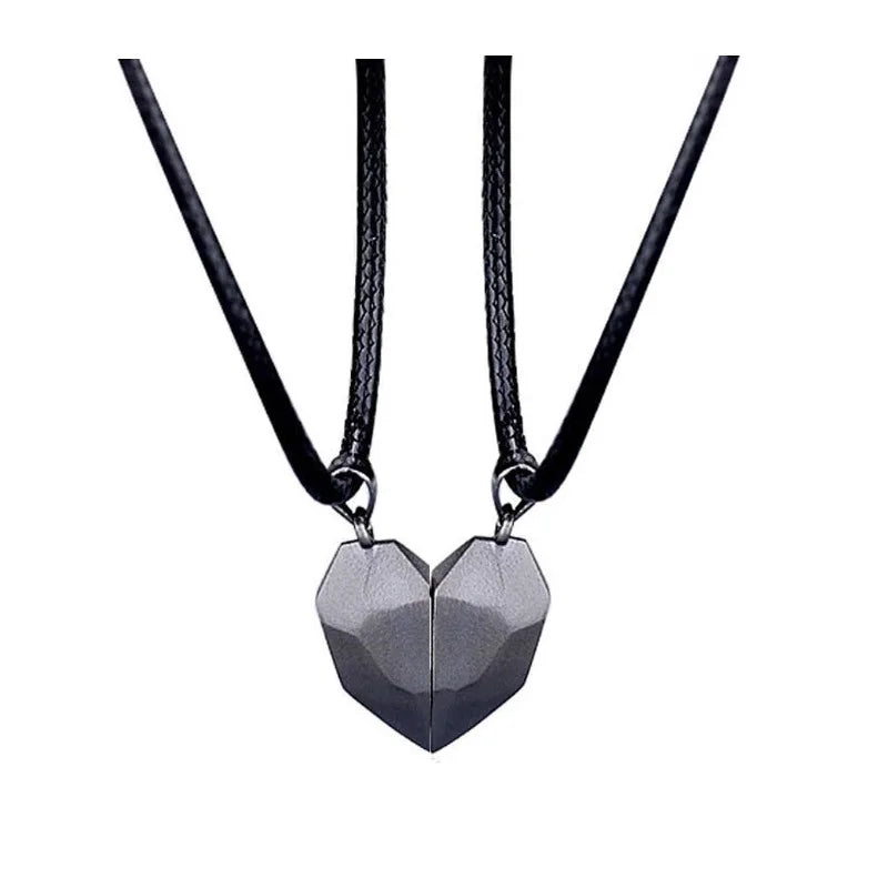 Magnetic Heart Splicing Couple Pendant Necklace