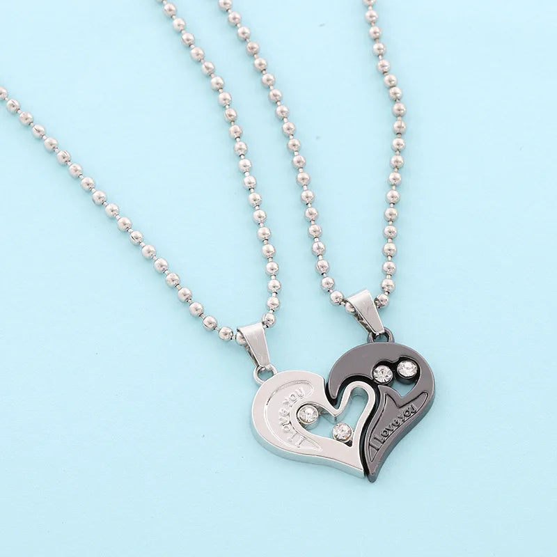 Magnetic Heart Splicing Couple Pendant Necklace