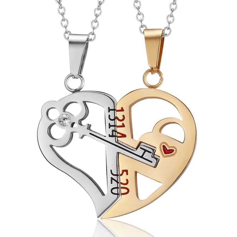 Magnetic Heart Splicing Couple Pendant Necklace