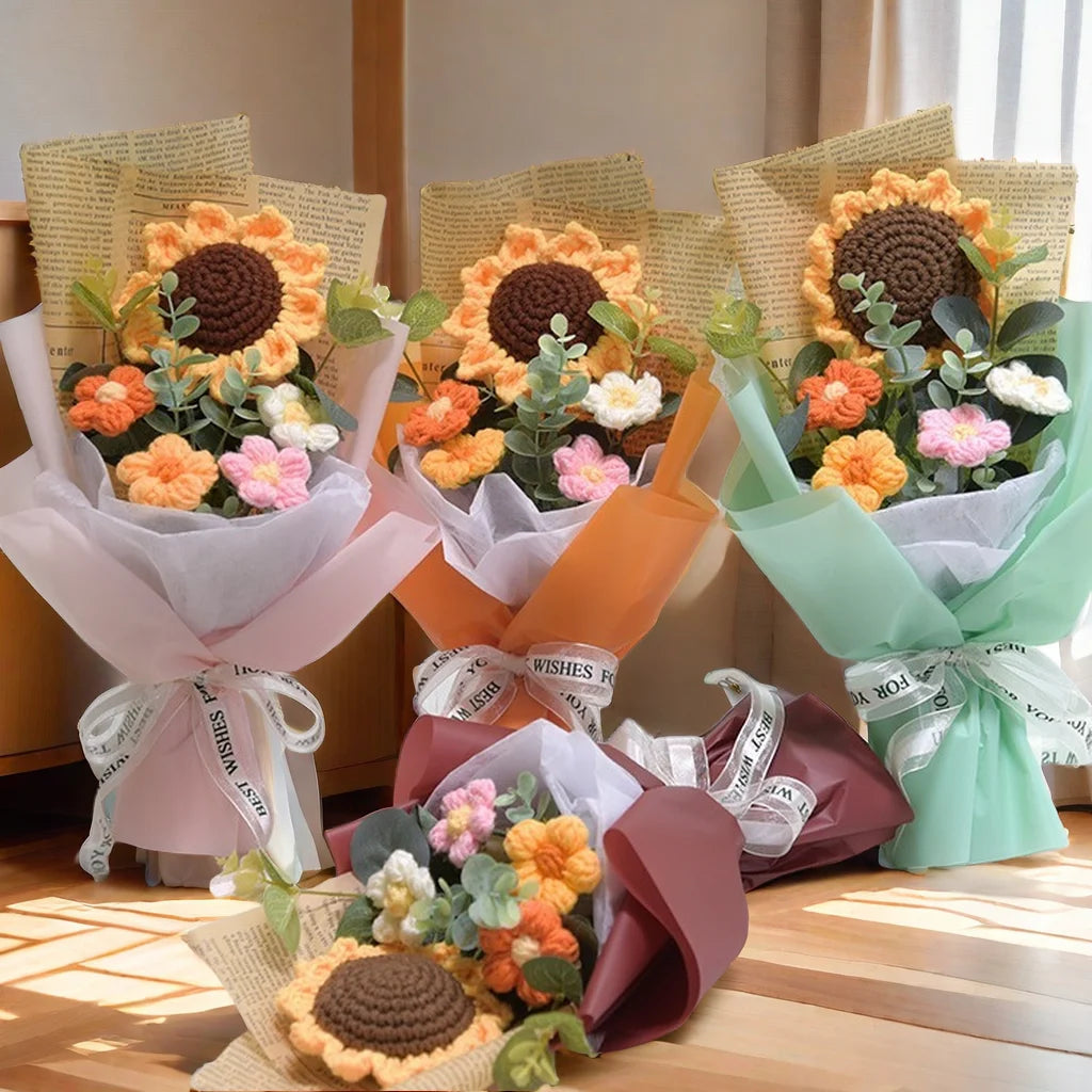 Valentines Crochet Sunflower Bouquet