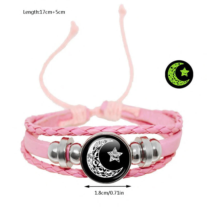 2pcs/set Sun and Moon Lovers Leather Bracelet