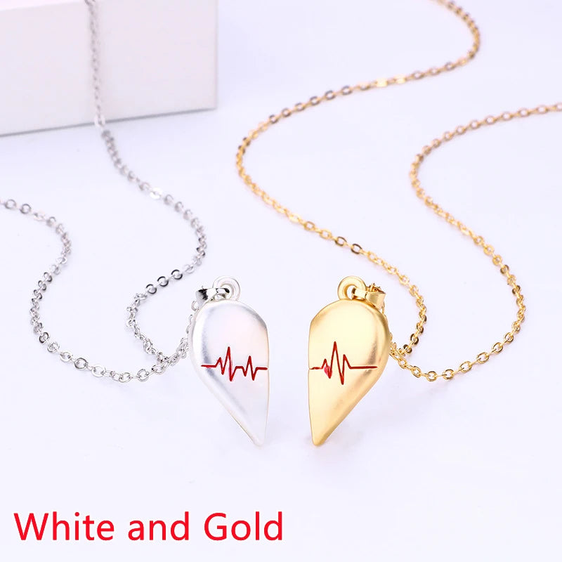 Magnetic Heart Splicing Couple Pendant Necklace