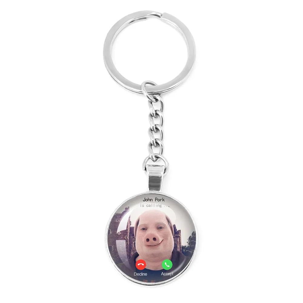 Pig Humor Phone Call Keychain.