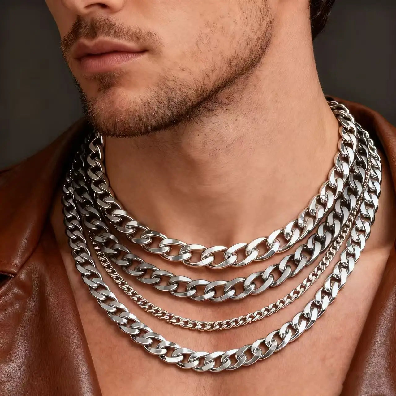 Stainless Steel Chain Cuban Link Necklace.