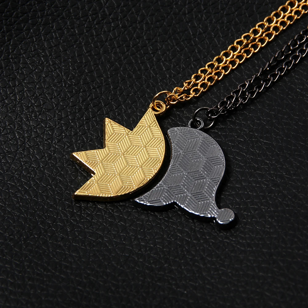 Couple`s Splicing Sun and Moon Necklaces
