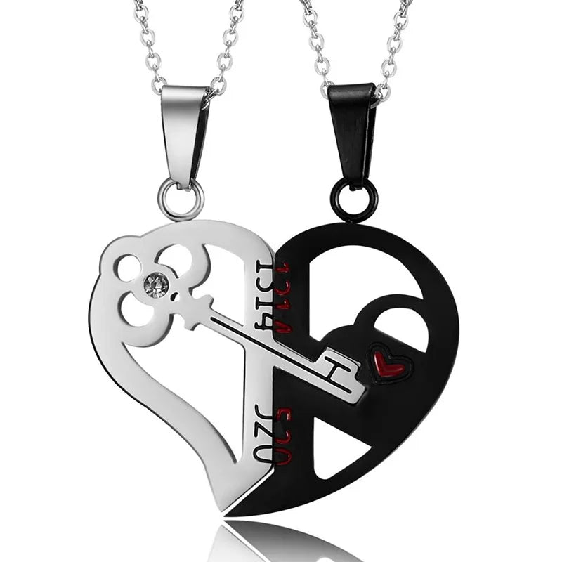 Magnetic Heart Splicing Couple Pendant Necklace