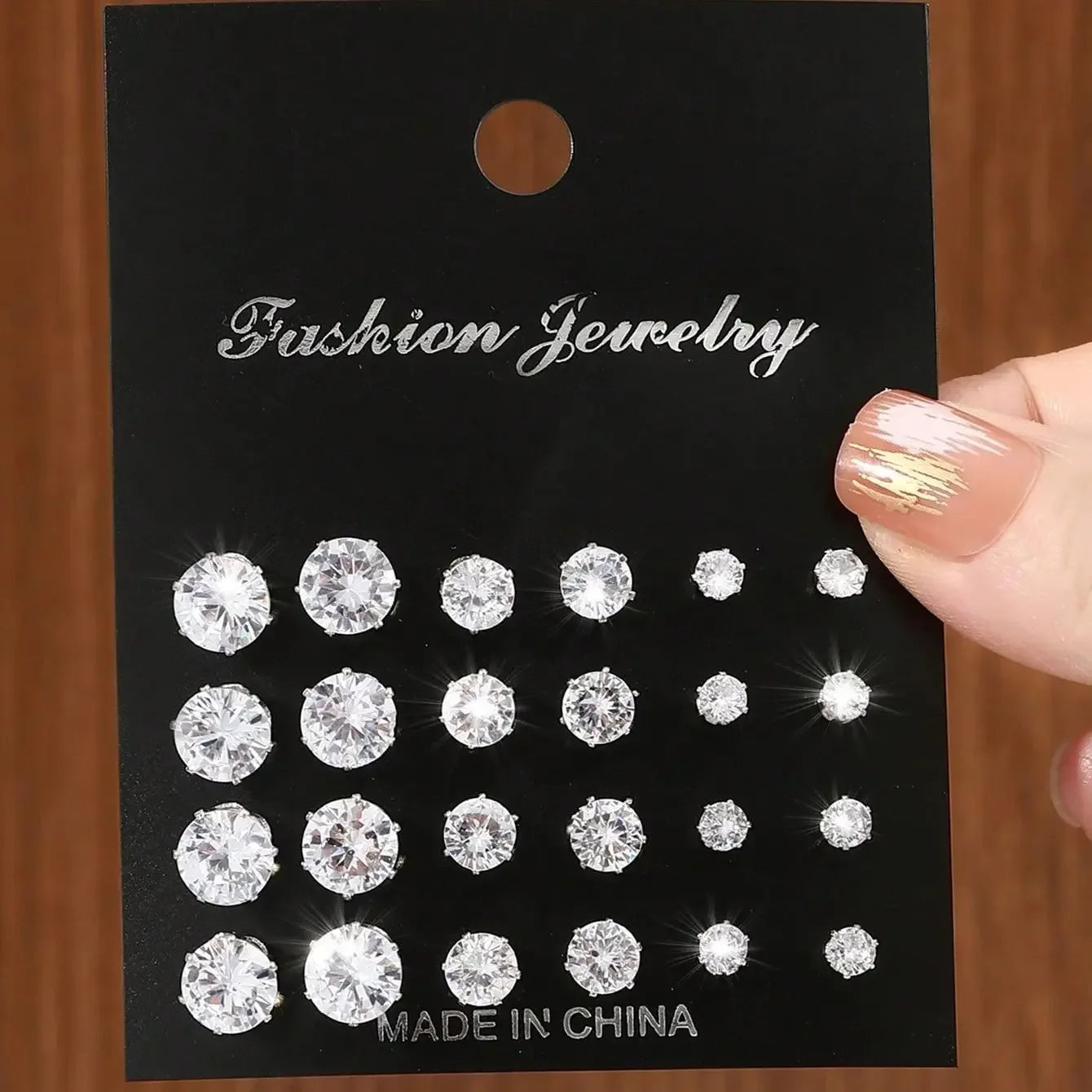 12pairs Fashionable Minimalist Cubic Zirconia Sparkly Earrings - Essential Luxury