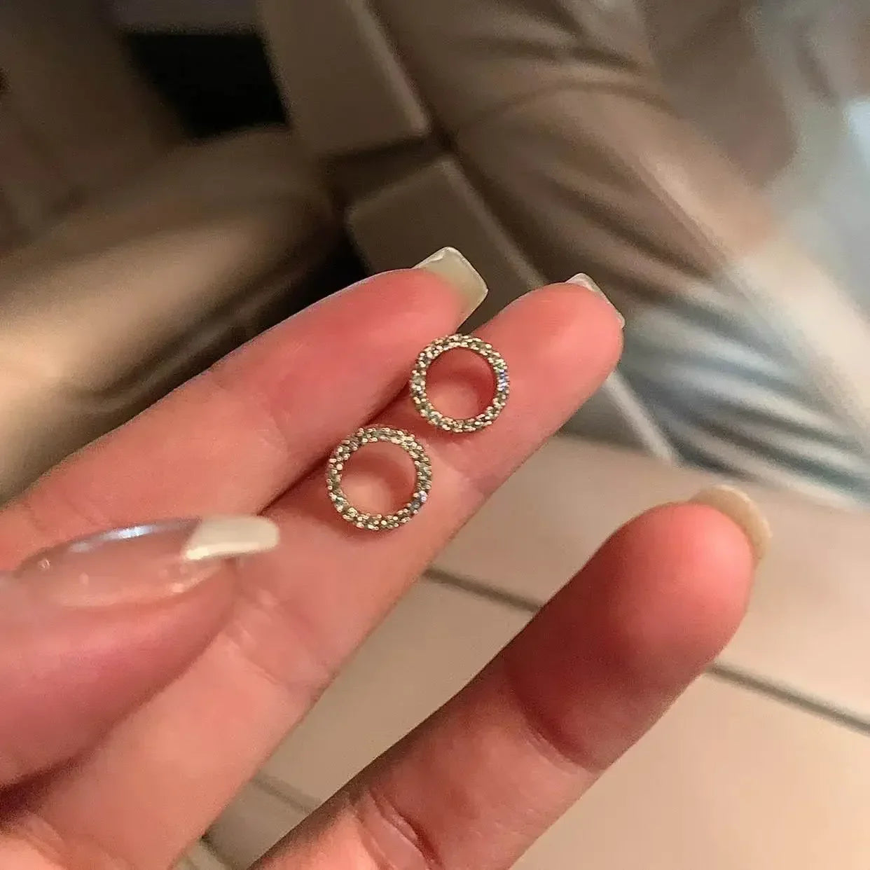 Crystal Small Circle Stud Earrings.