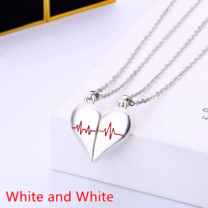 Magnetic Heart Splicing Couple Pendant Necklace