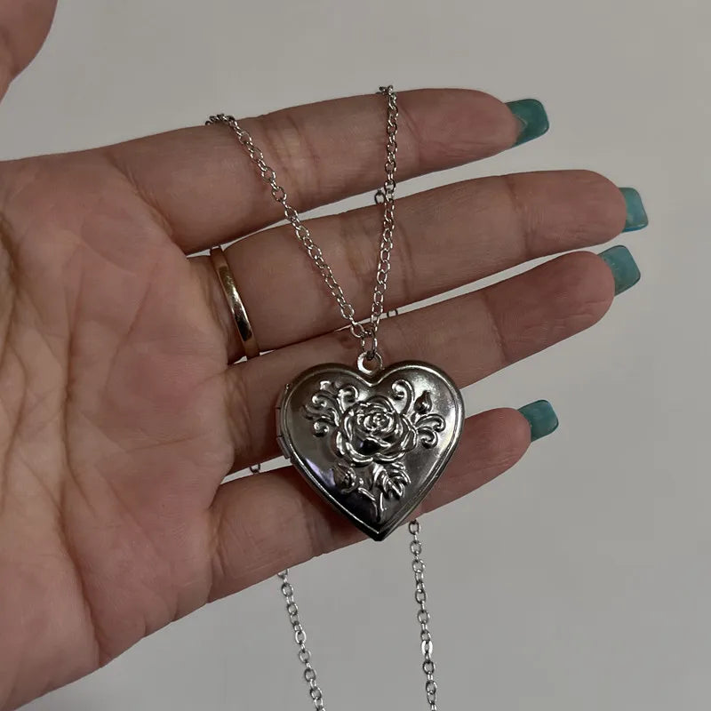 Romantic Heart Locket Necklace.