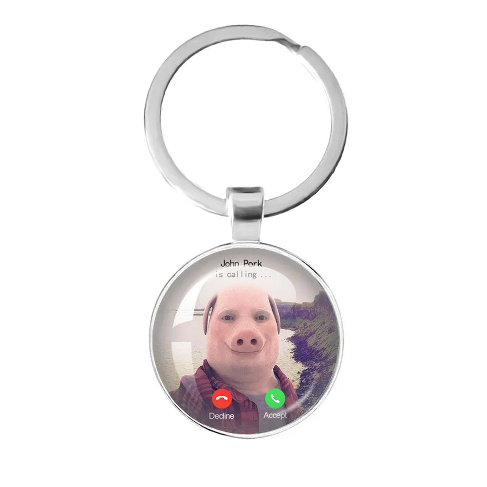 Pig Humor Phone Call Keychain.