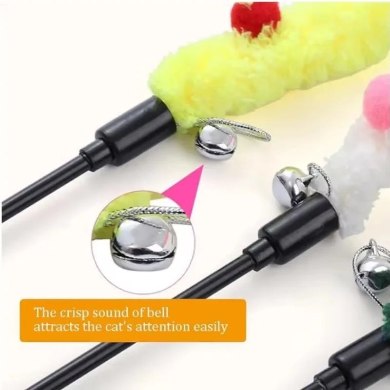 Caterpillar Colorful Rod Pet Hairball Teaser.