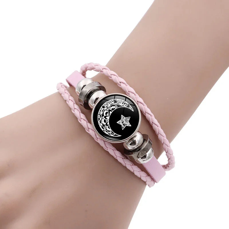 2pcs/set Sun and Moon Lovers Leather Bracelet