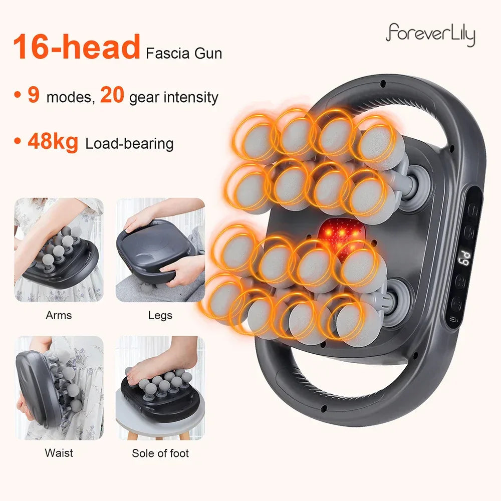 16-Head Fascia Vibration Body Massage Gun - Essential Luxury