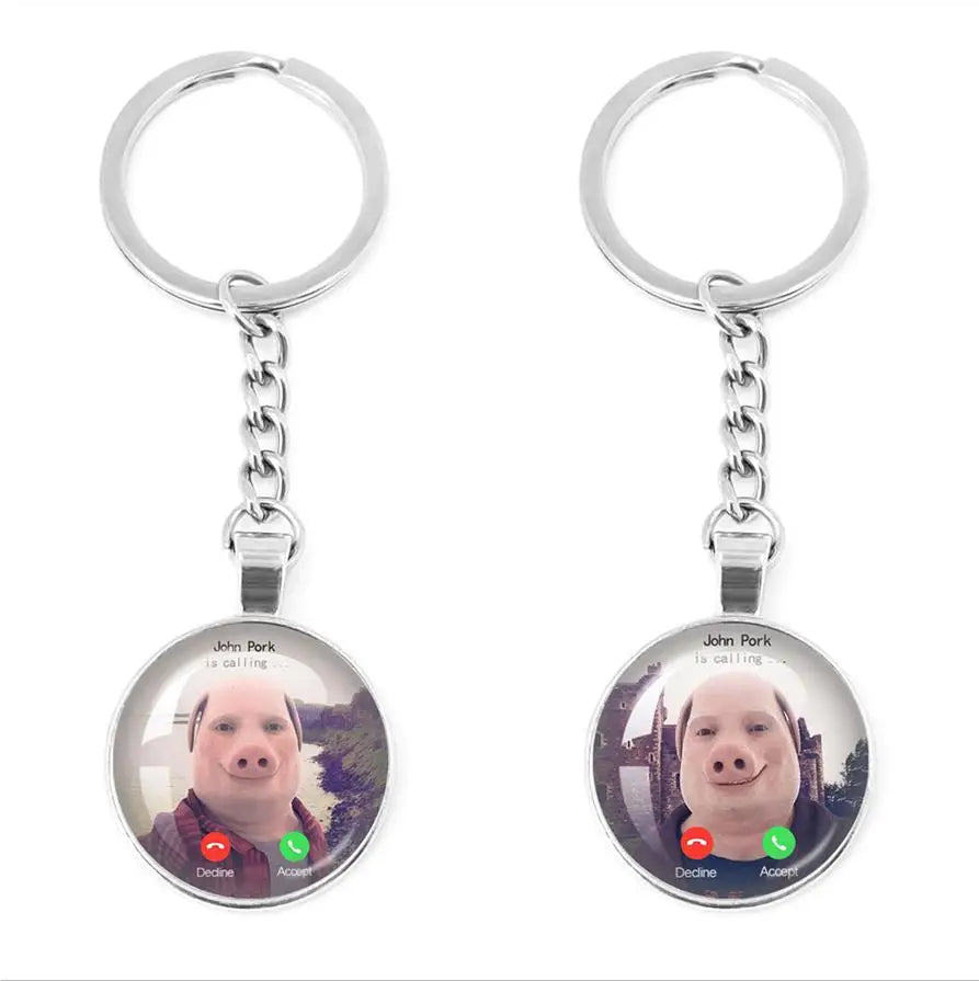 Pig Humor Phone Call Keychain.