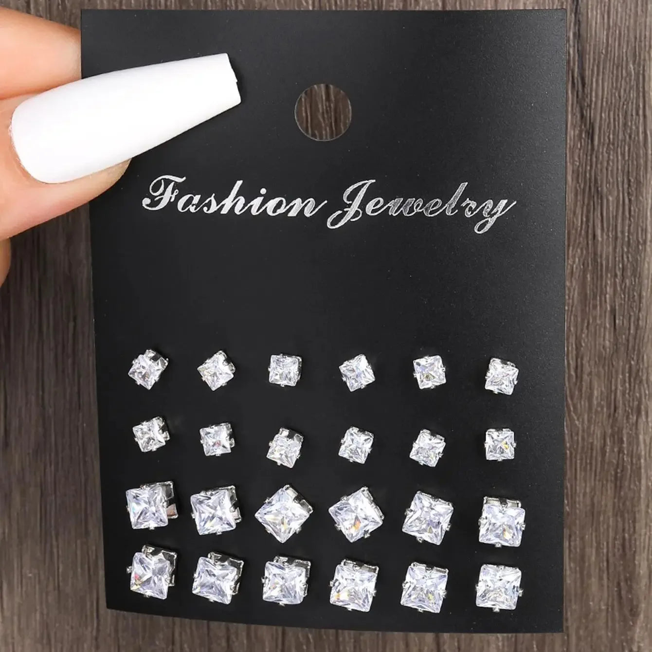 12pairs Fashionable Minimalist Cubic Zirconia Sparkly Earrings - Essential Luxury