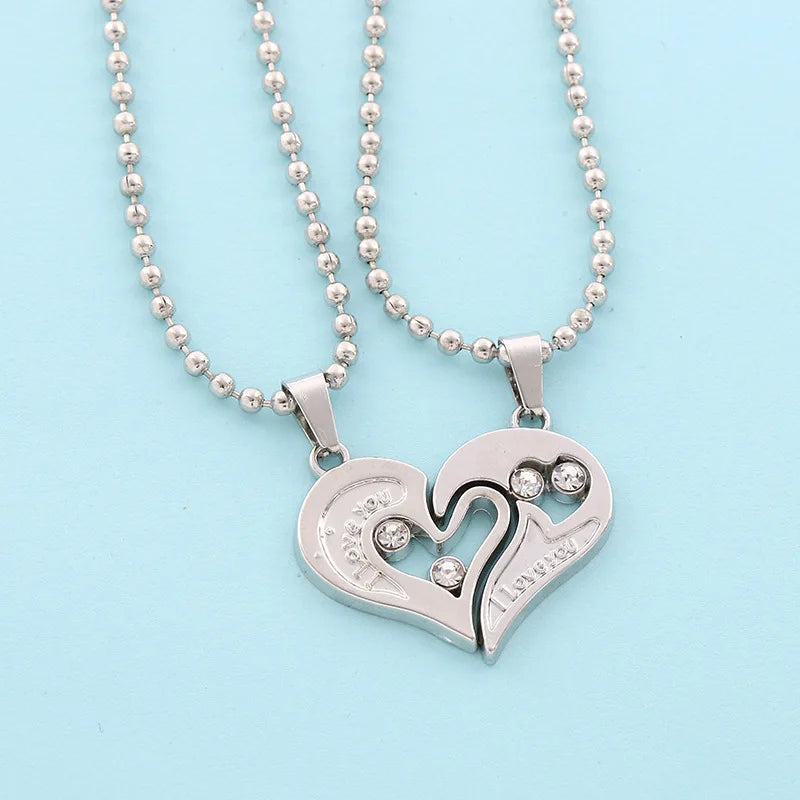 Magnetic Heart Splicing Couple Pendant Necklace