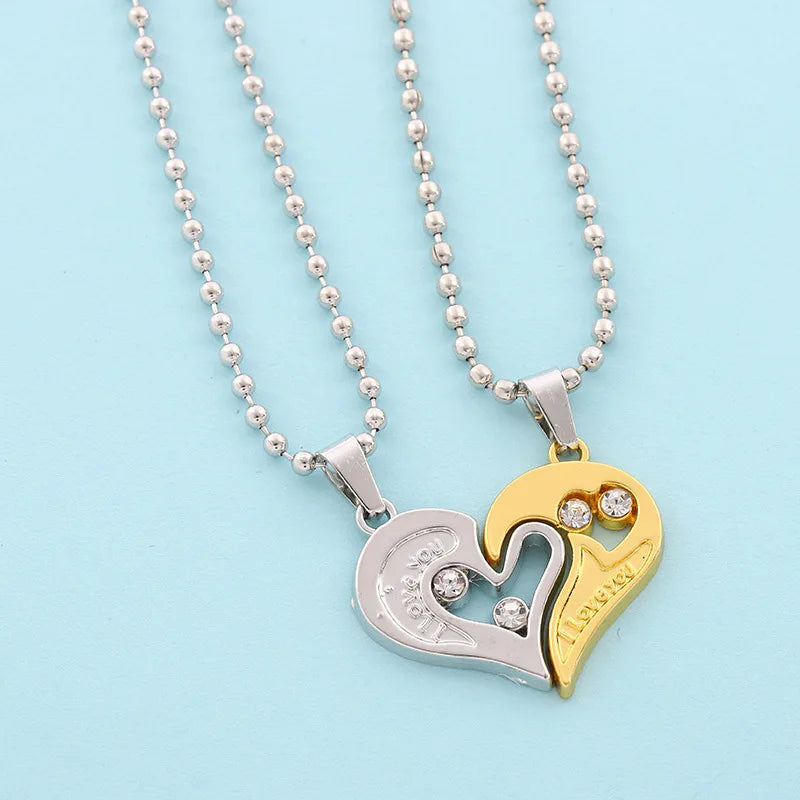 Magnetic Heart Splicing Couple Pendant Necklace