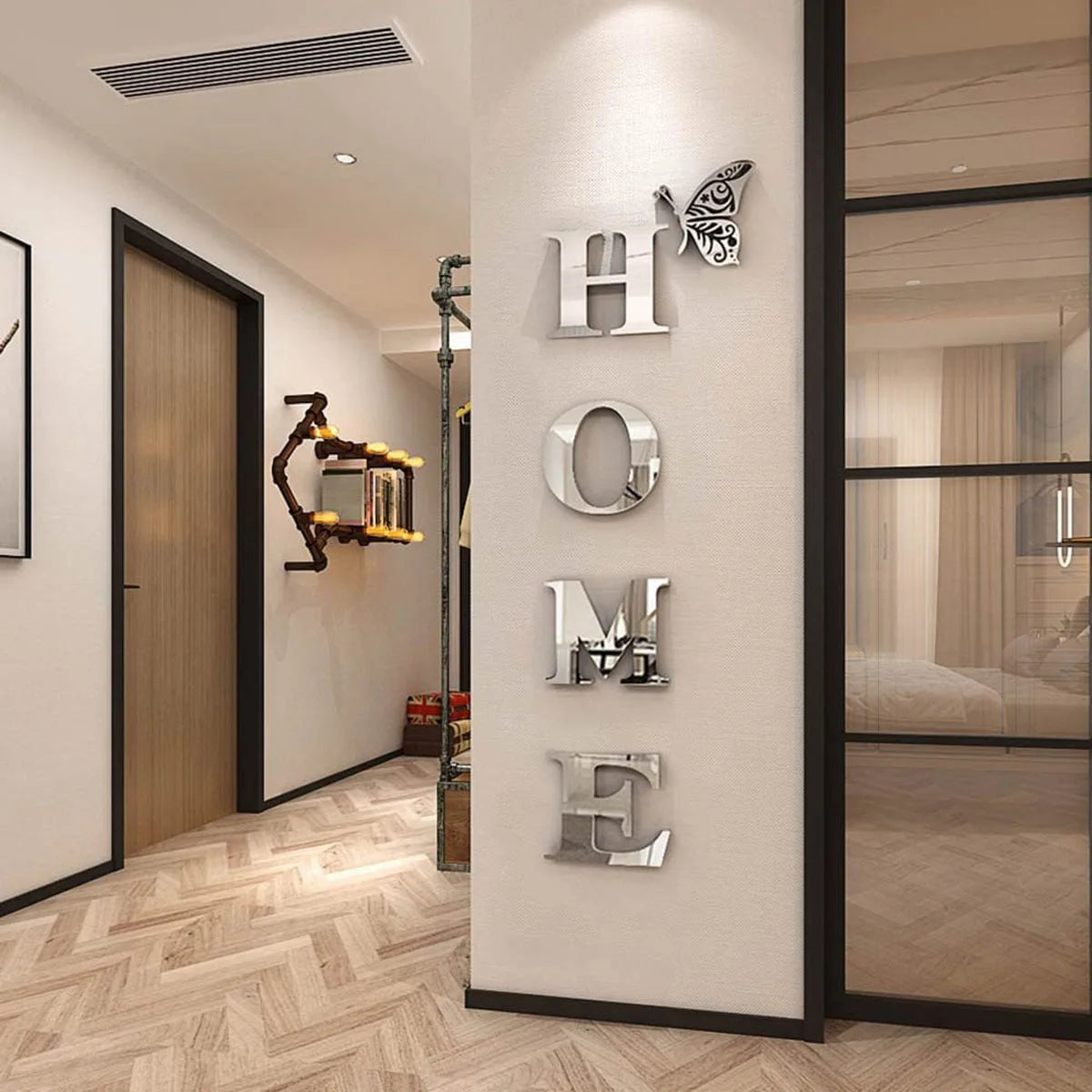 HOME Home Logo 3D Mirror Wall Sticker.